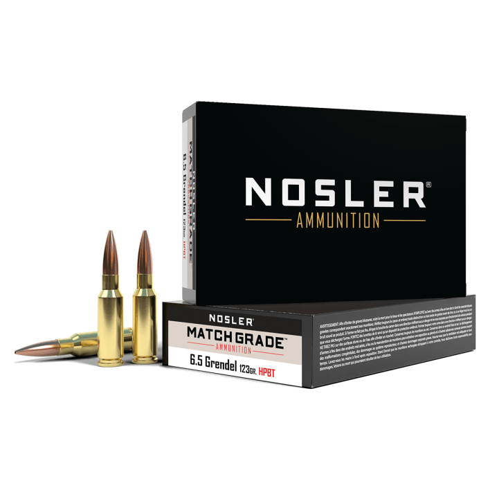 Nosler Match Grade MGA - 6.5mm Grendel 123g CC HPBT (20ct) Ammunition 44501