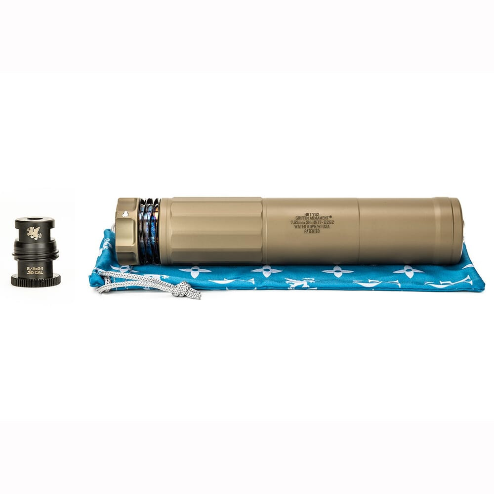 Griffin Armament DUAL-LOK HRT 7 Suppressor, Magpul FDE, Fixed Mount GADLHRT7FDE-W - Griffin Armament