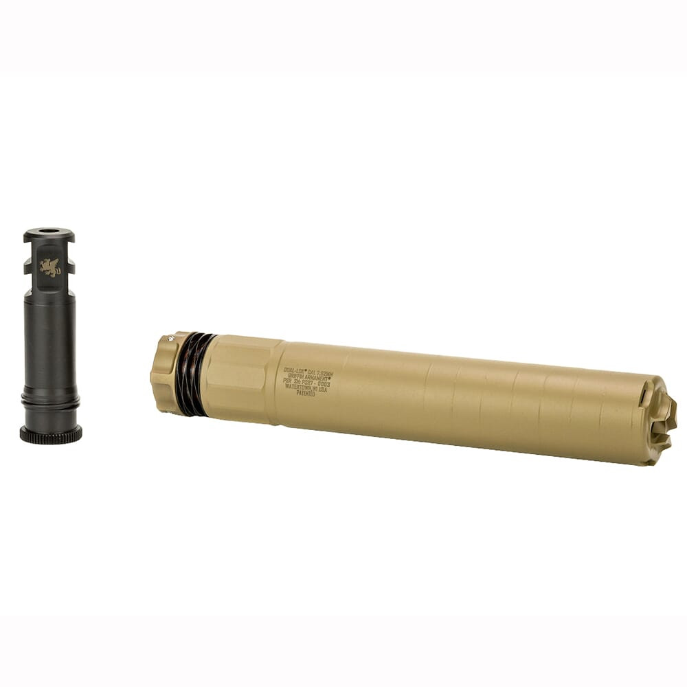 Griffin Armament DUAL-LOK PSR 7 Suppressor, Magpul FDE, GADLPSR762FDE-W