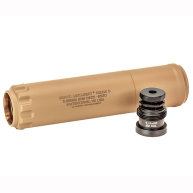 Griffin Armament Fixed Taper Mount Recce 5 Suppressor, Magpul FDE GAREC5FDE-W - Griffin Armament