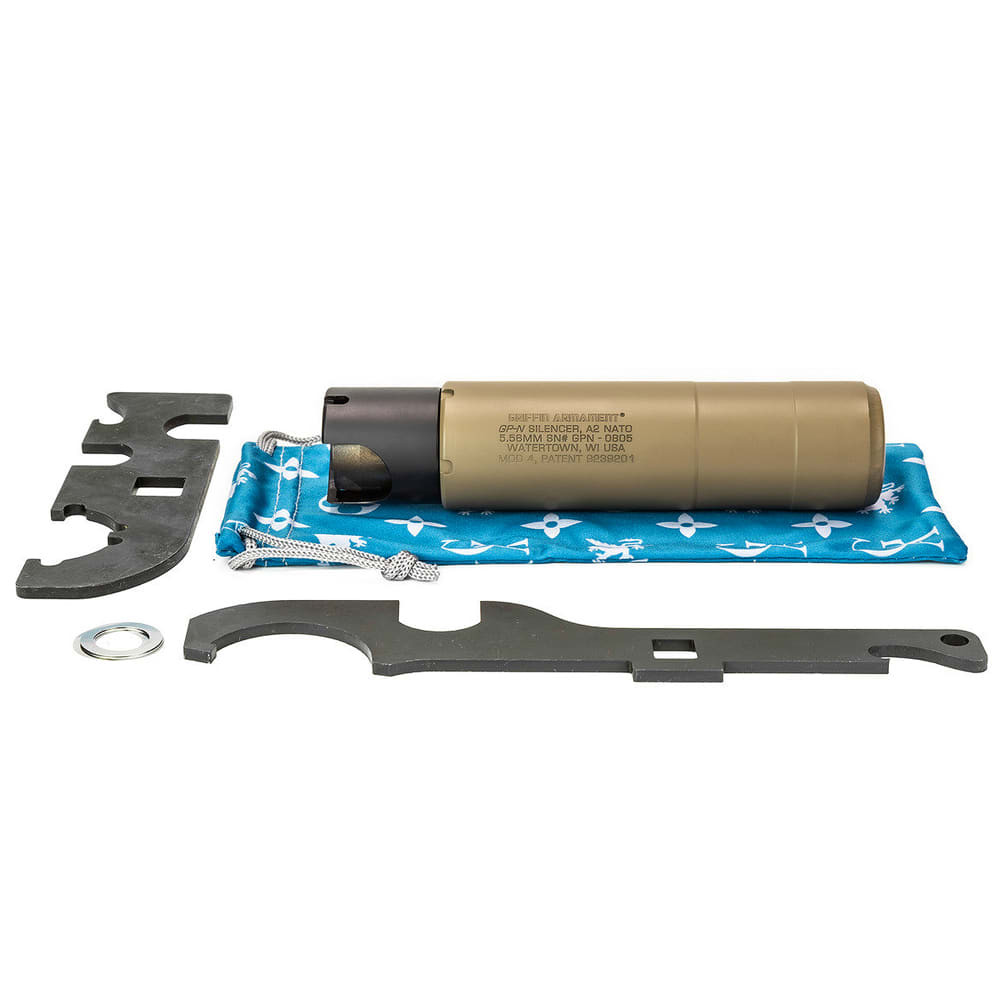 Griffin Armament GP-N 22 Cal/5.56mm Suppressor, Magpul FDE, A2 Compatible GAGPNFDE-W - Griffin Armament