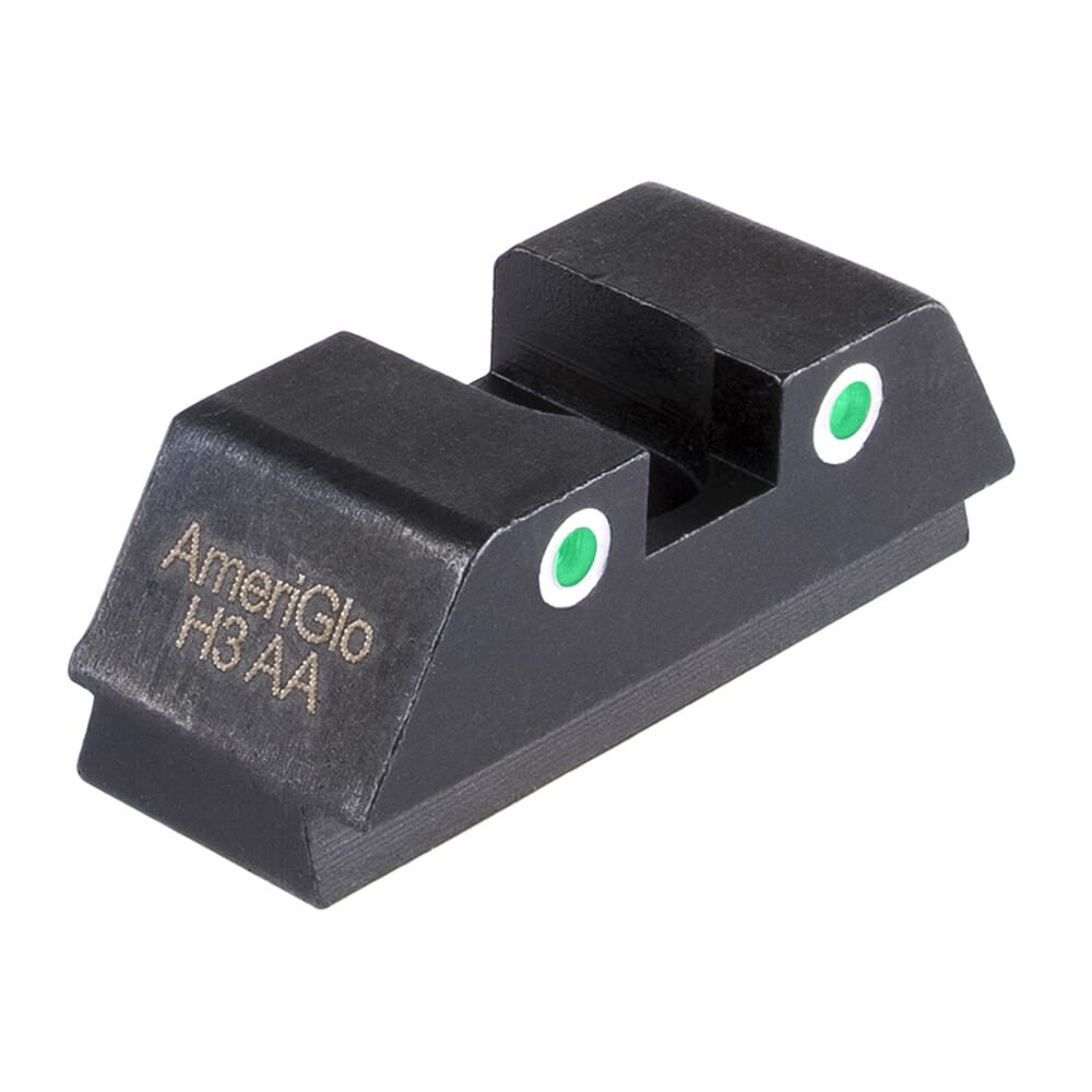 Ameriglo Green Tritium 2-Dot White Outlines .295" H .150" Sq Notch Optic-Compatible, Glock - All GTR-108 - Ameriglo