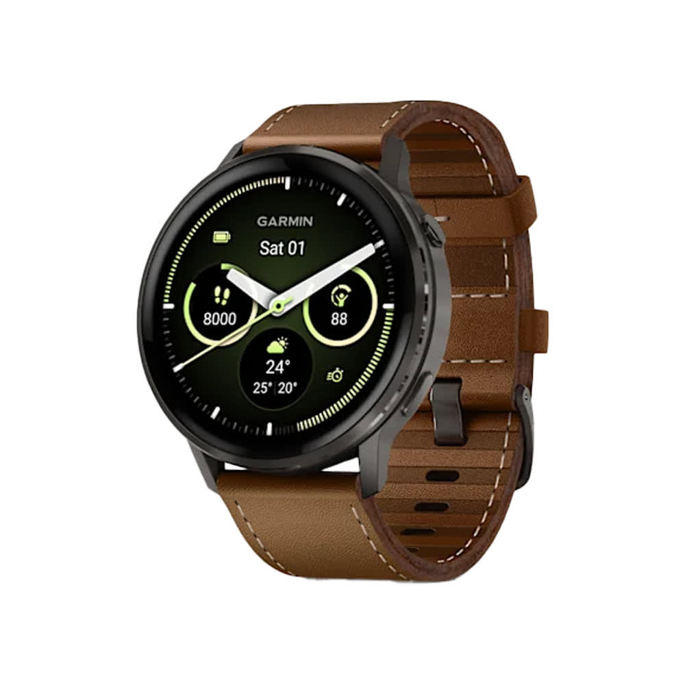 Garmin Venu 4 45mm Black w/Slate + Leather Advanced Health and Fitness Smartwatch 010-03014-03 - Garmin