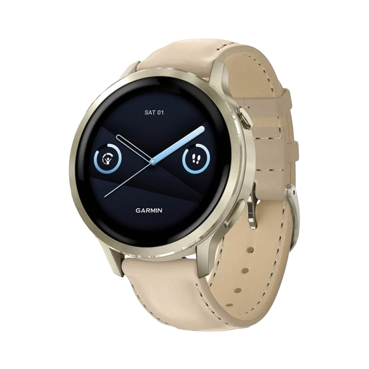 Garmin Venu 4 41mm Beige w/Lunar Gold + Leather Advanced Health and Fitness Smartwatch 010-03013-03 - Garmin