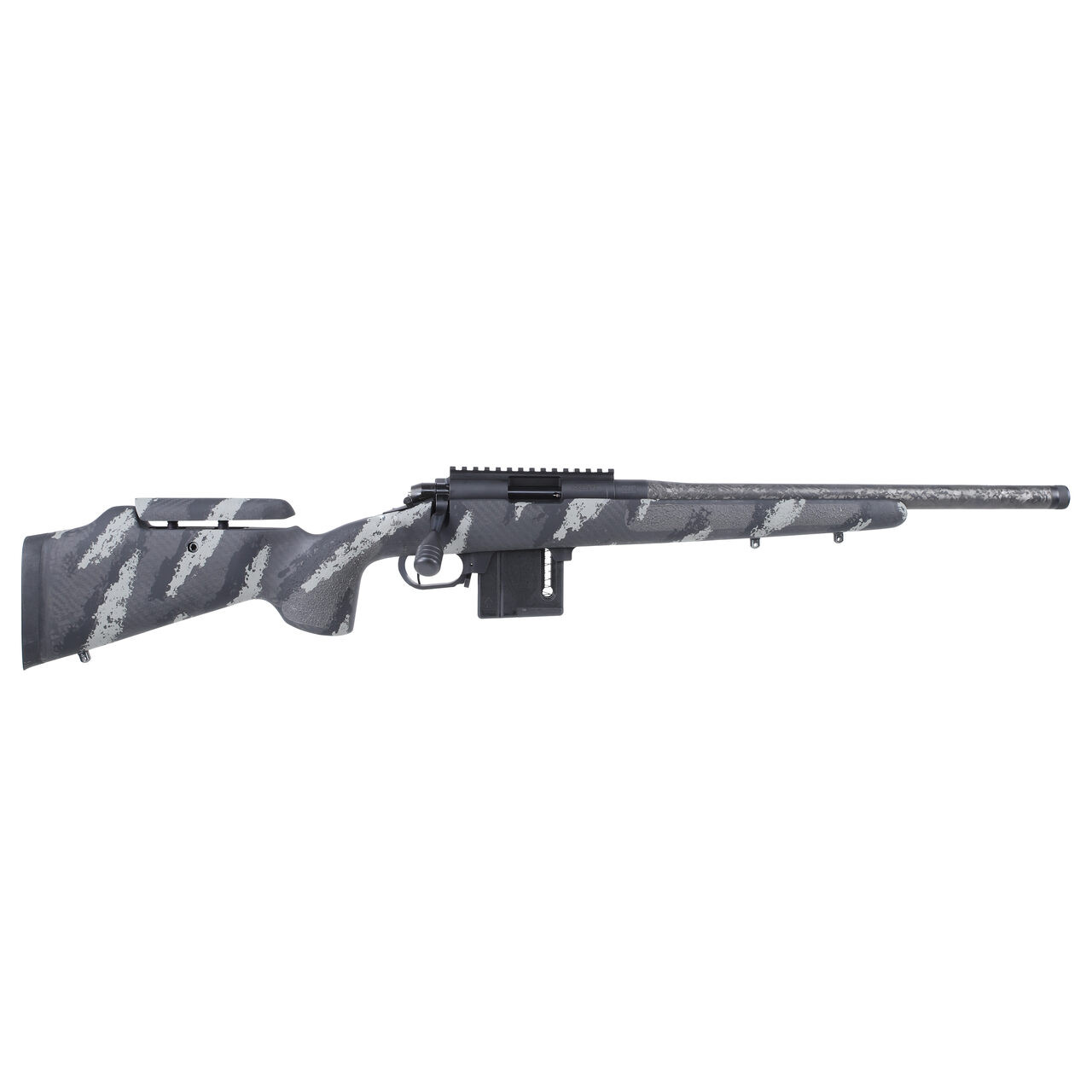 Vudoo Gun Works Gen2 .22 LR 18" Bbl Proof 1/2-28 30MOA PP Altitude Stock Adjustable Comb PP Rem SA M5 Bottom Metal SIN-V22-RH-BLK-CF18TB-PPA-SANTH in - Vudoo Gun Works