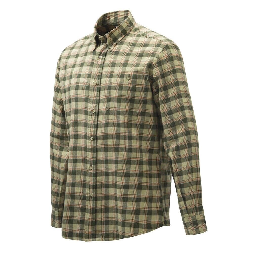 Beretta Wood Flannel Button-Down Shirt Green Check Large LUA10T1644074HL - Beretta