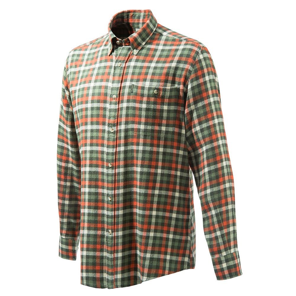 Beretta Wood Flannel Button-Down Shirt Orange Plaid 3XL LUA10T16440752XXXL - Beretta