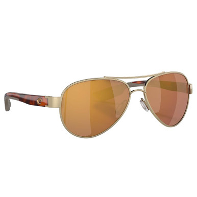 Costa Del Mar Costa Loreto Brushed Gold Frame Sunglasses w/Gold Mirror 580G Lenses 06S4006-40063656 - Costa Del Mar