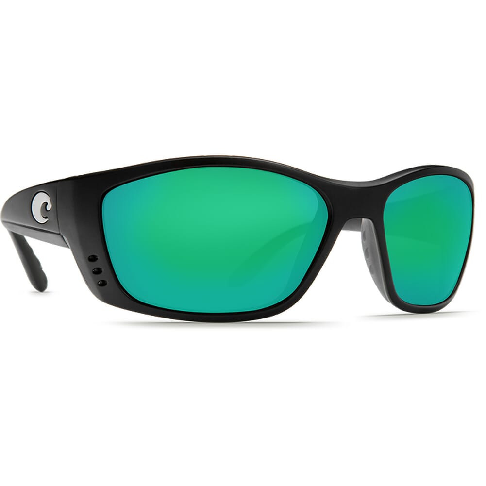 Costa Del Mar Costa Fisch Matte Black Global Fit Frame Sunglasses w/ Green Mirror 580P Lenses FS-11GF-OGMP