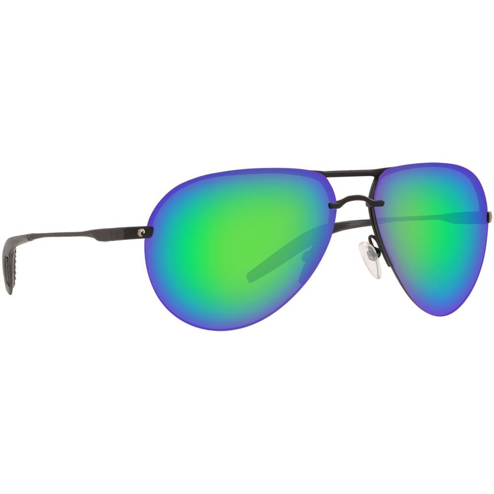 Costa Del Mar Costa Helo Matte Black Frame Sunglasses w/ Green Mirror 580P Lenses HLO-11-OGMP - Costa Del Mar