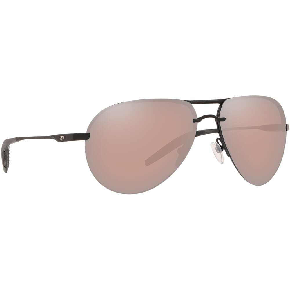 Costa Del Mar Costa Helo Matte Black Frame Sunglasses w/ Copper Silver Mirror 580P Lenses HLO-11-OSCP - Costa Del Mar