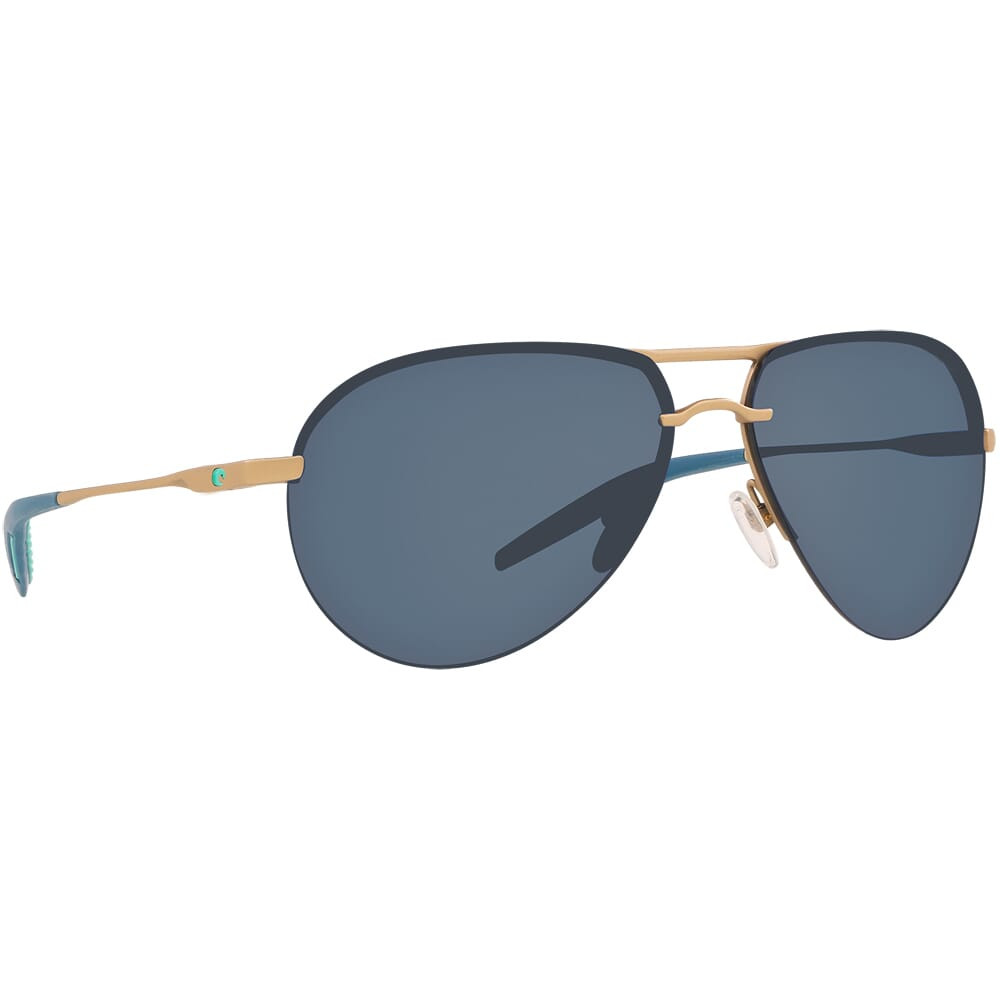 Costa Del Mar Costa Helo Matte Champagne + Deep Blue/Turquoise Sunglasses w/ Gray 580P Lenses HLO-243-OGP - Costa Del Mar