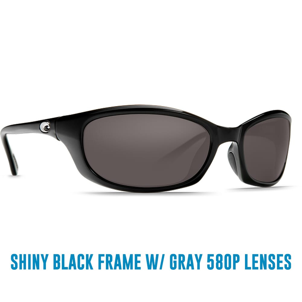 Costa Del Mar Costa Harpoon Shiny Black Frame Sunglasses w/ Gray 580G Lenses HR-11-OGGLP - Costa Del Mar