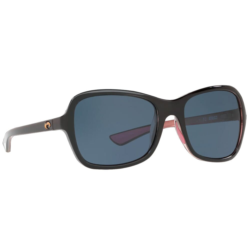 Costa Del Mar Costa Kare Shiny Black Hibiscus Frame Sunglasses w/ Gray 580G Lenses KAR-132-OGGLP - Costa Del Mar