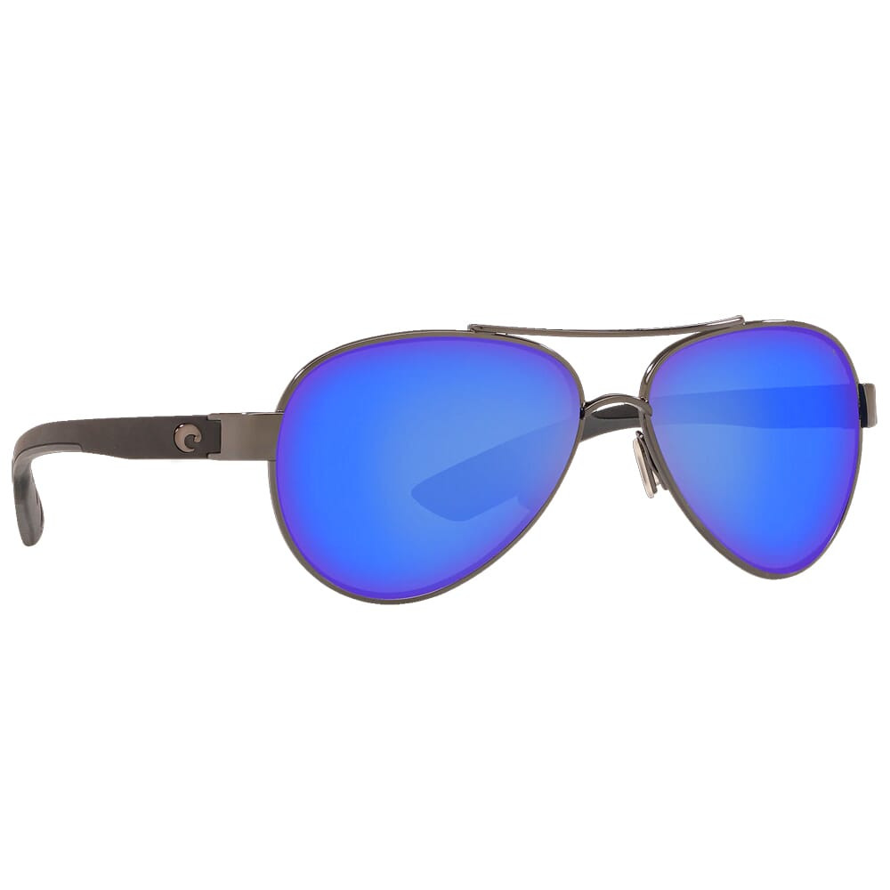 Costa Del Mar Costa Loreto Gunmetal w/Black Temples Frame Sunglasses w/ Blue Mirror 580P Lenses LR-22-OBMP