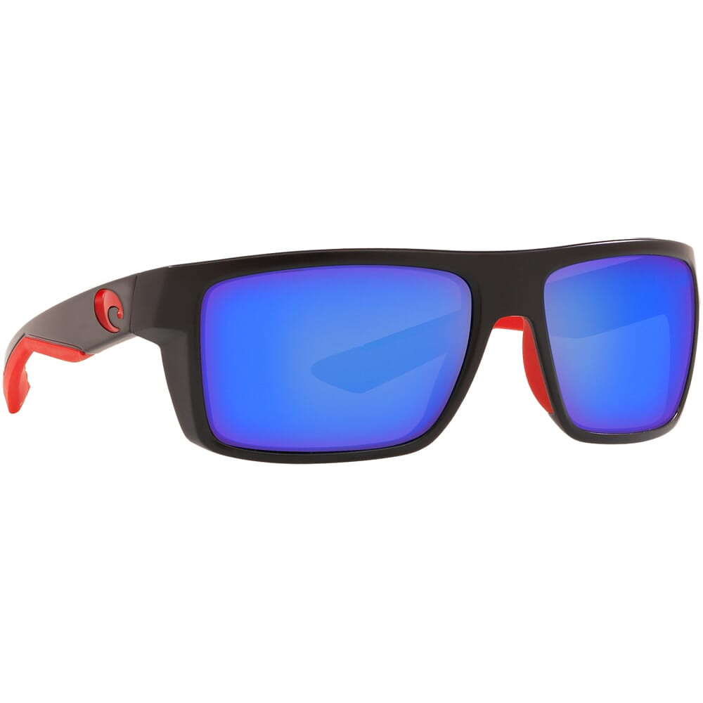 Costa Del Mar Costa Motu Race Black Frame Sunglasses w/ Blue Mirror 580G Lenses MTU-197-OBMGLP - Costa Del Mar