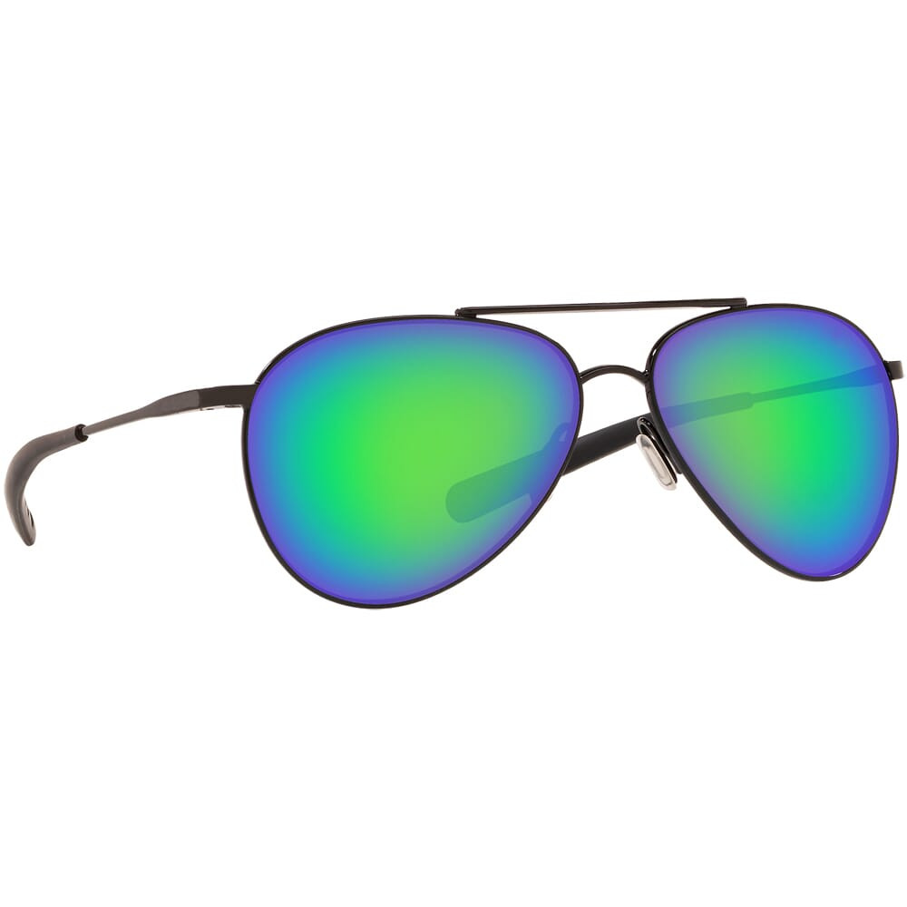 Costa Del Mar Costa Piper Shiny Black Frame Sunglasses w/ Green Mirror 580P Lenses PIP-101-OGMP - Costa Del Mar
