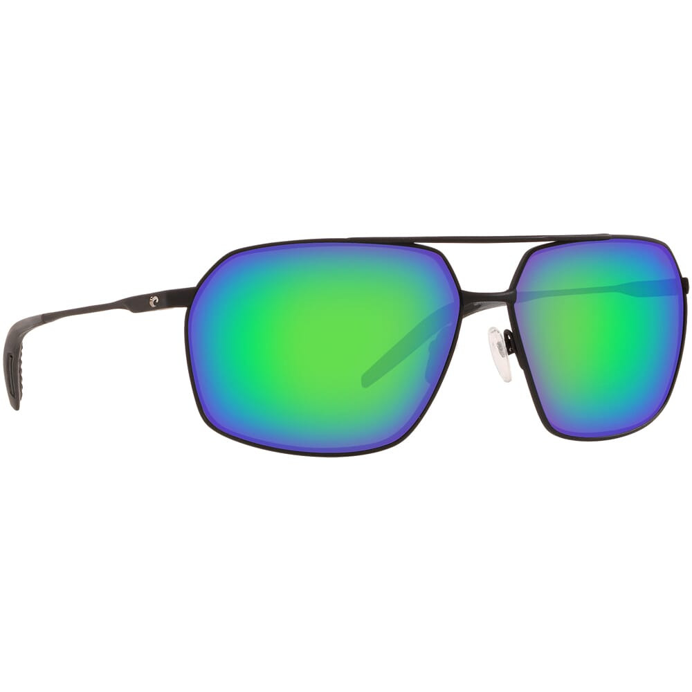 Costa Del Mar Costa Pilothouse Matte Black/Black Frame Sunglasses w/ Green Mirror 580P Lenses PLH-11-OGMP - Costa Del Mar