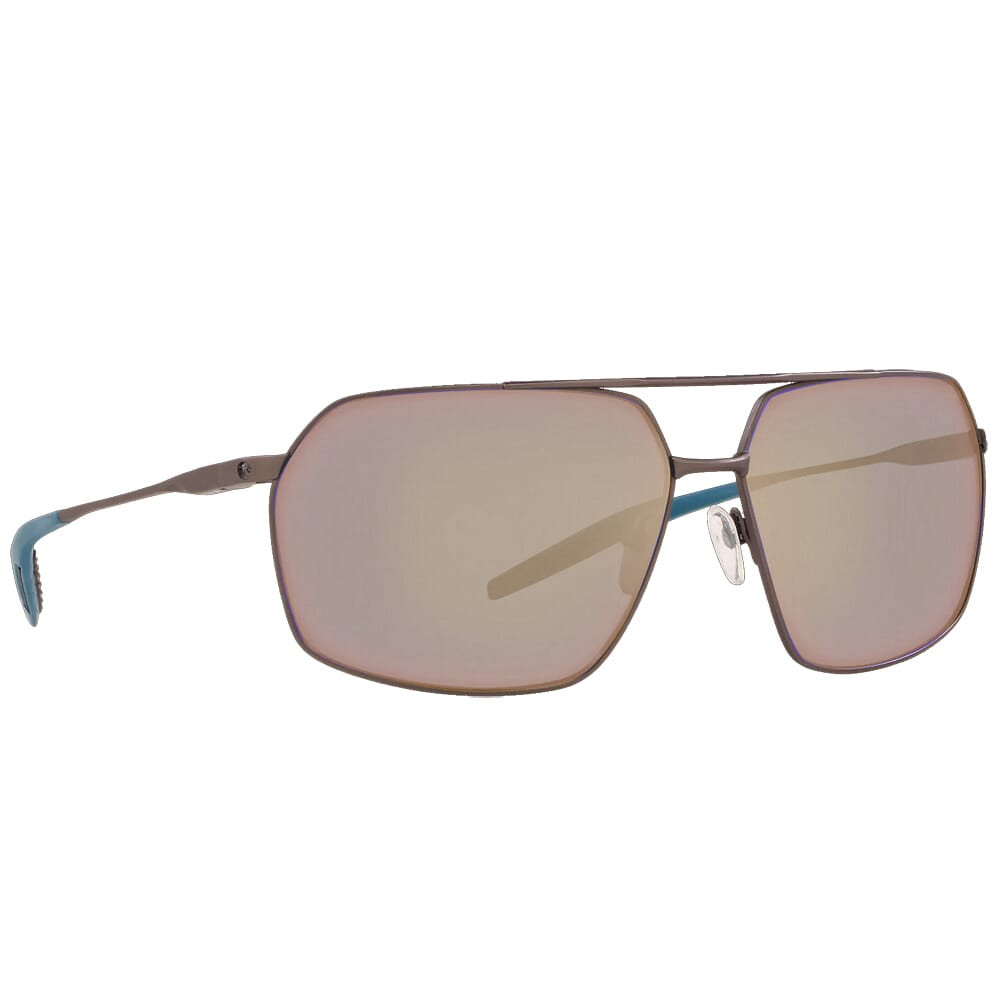 Costa Del Mar Costa Pilothouse Matte Dark Gunmetal + Deep Blue/Black Frame Sunglasses w/ Copper Silver Mirror 580P Lenses PLH-247-OSCP - Costa Del Mar