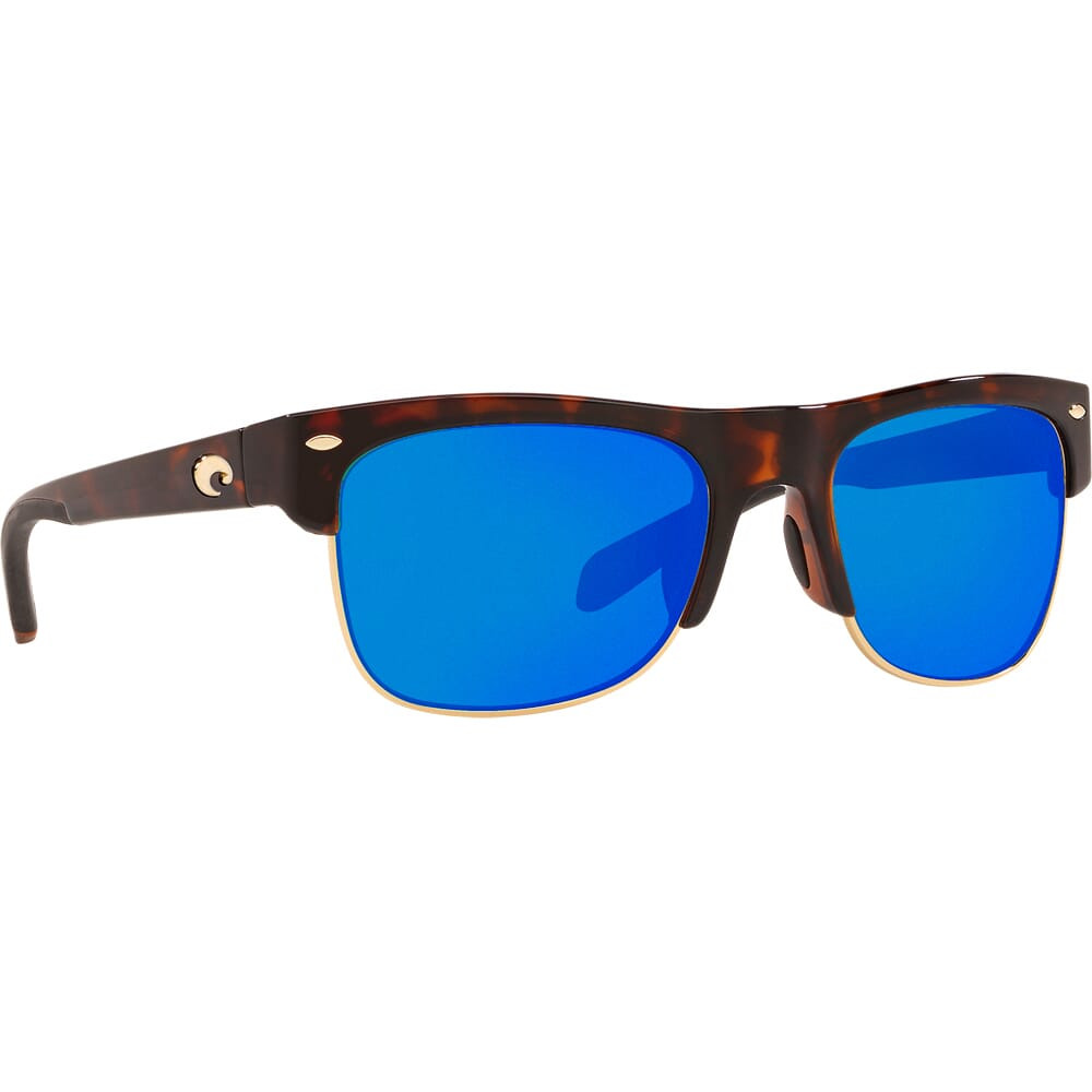 Costa Del Mar Costa Pawleys Shiny Retro Tortoise Frame Sunglasses w/ Blue Mirror 580G Lenses PW-66-OBMGLP - Costa Del Mar