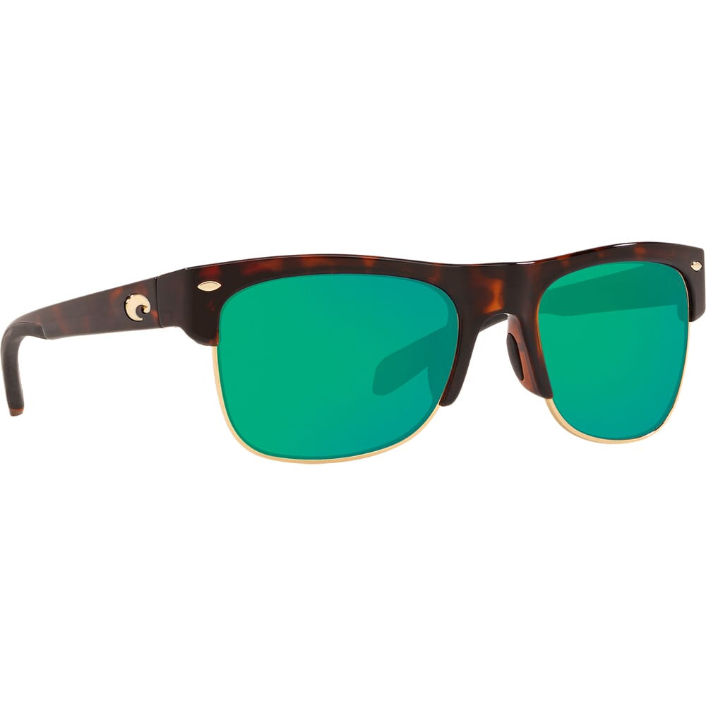 Costa Del Mar Costa Pawleys Shiny Retro Tortoise Frame Sunglasses w/ Green Mirror 580P Lenses PW-66-OGMP - Costa Del Mar