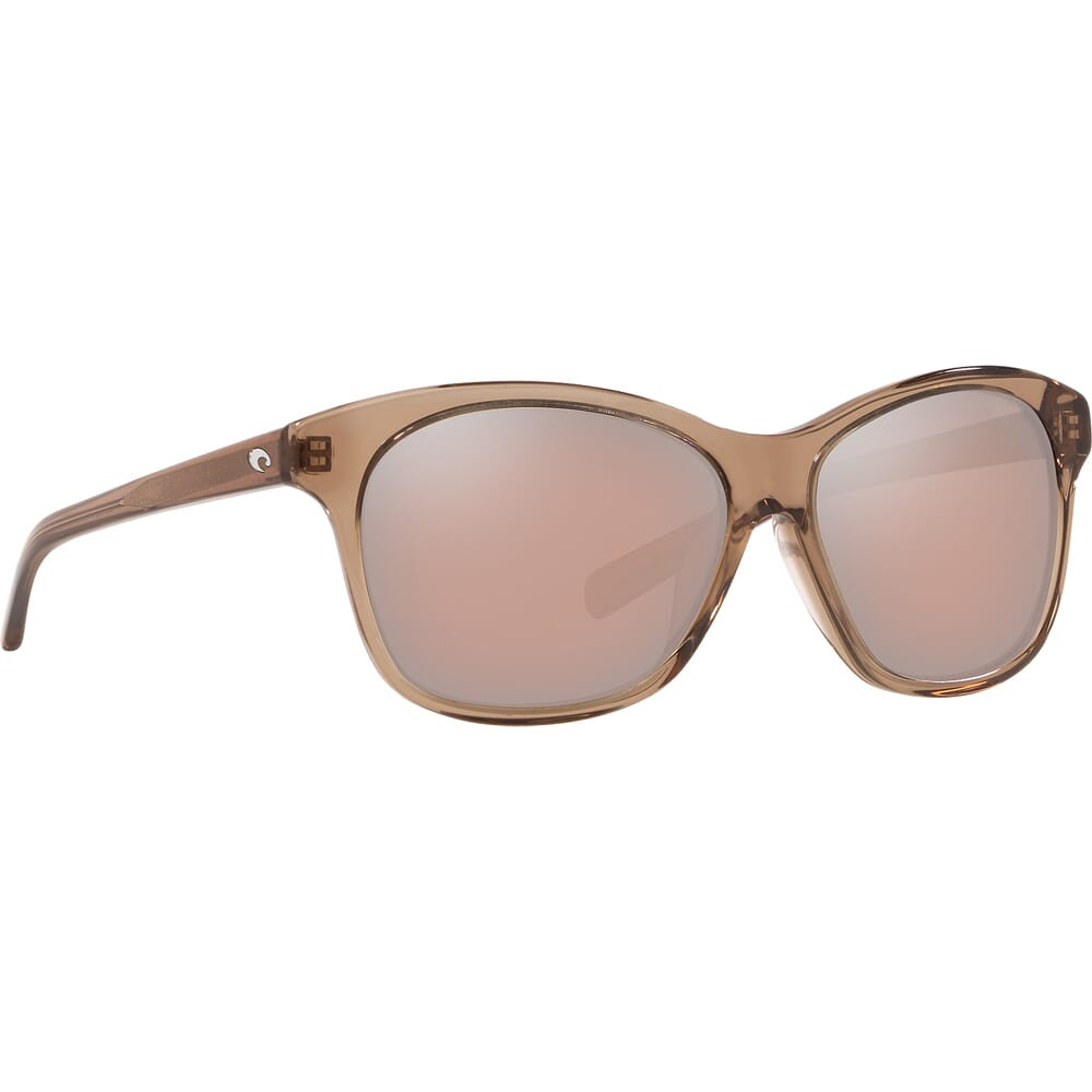Costa Del Mar Costa Sarasota Shiny Taupe Crystal Frame Sunglasses w/ Copper Silver Mirror 580G Lenses SAR-258-OSCGLP