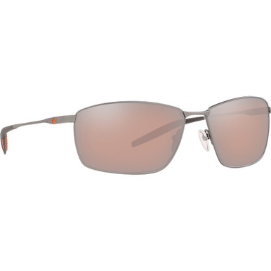 Costa Del Mar Costa Turret Matte Silver + Translucent Grey/Orange Sunglasses w/ Copper Silver Mirror 580P Lenses TRT-228-OSCP - Costa Del Mar