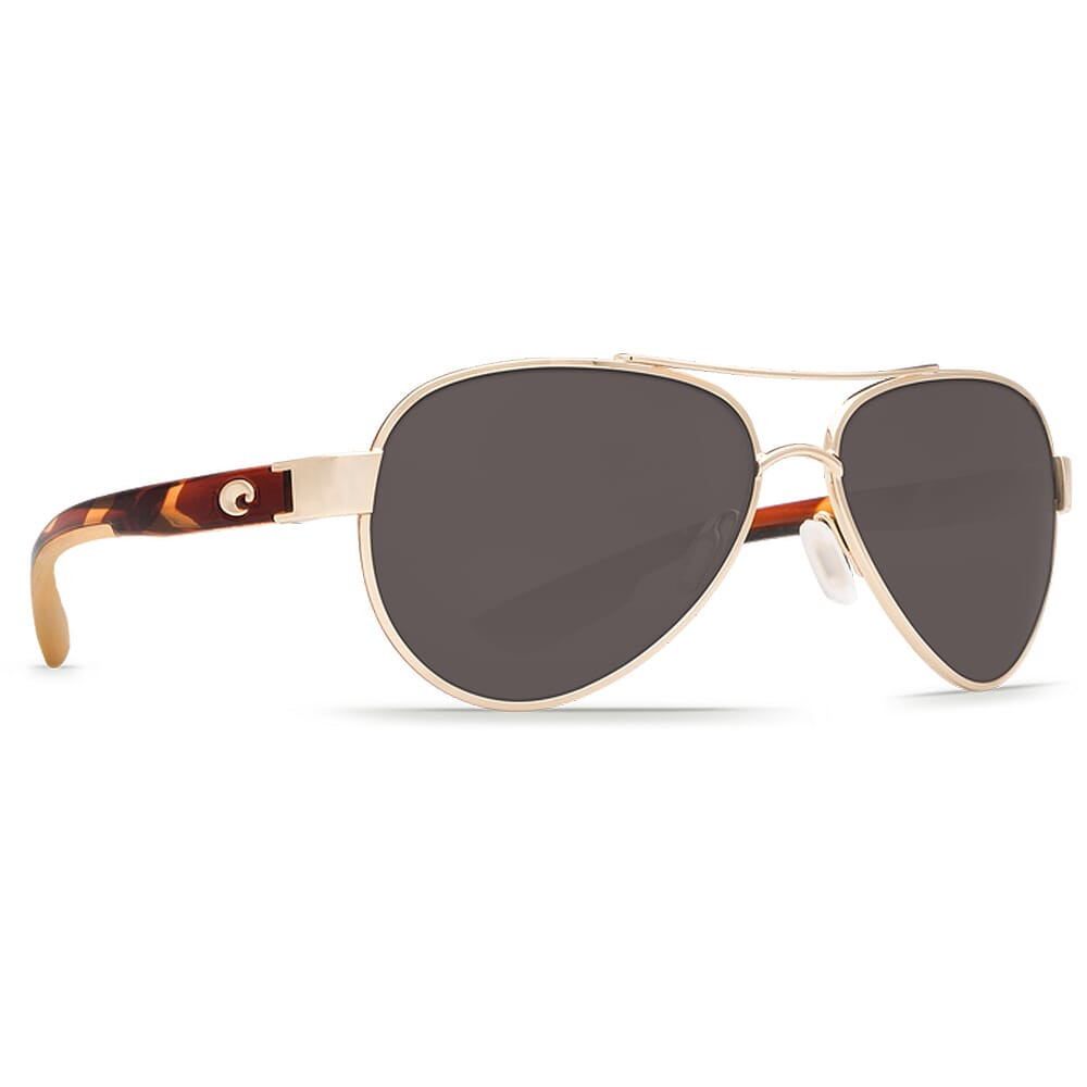 Costa Del Mar Costa Loreto Rose Gold Frame w/Tortoise Temples Frame Sunglasses w/Gray 580G Lenses 06S4006-40062156 - Costa Del Mar