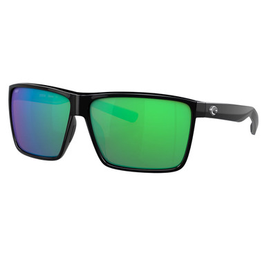 Costa Del Mar Costa Rincon Shiny Black Frame Sunglasses w/Green Mirror 580P Lenses 06S9018-90181263 - Costa Del Mar