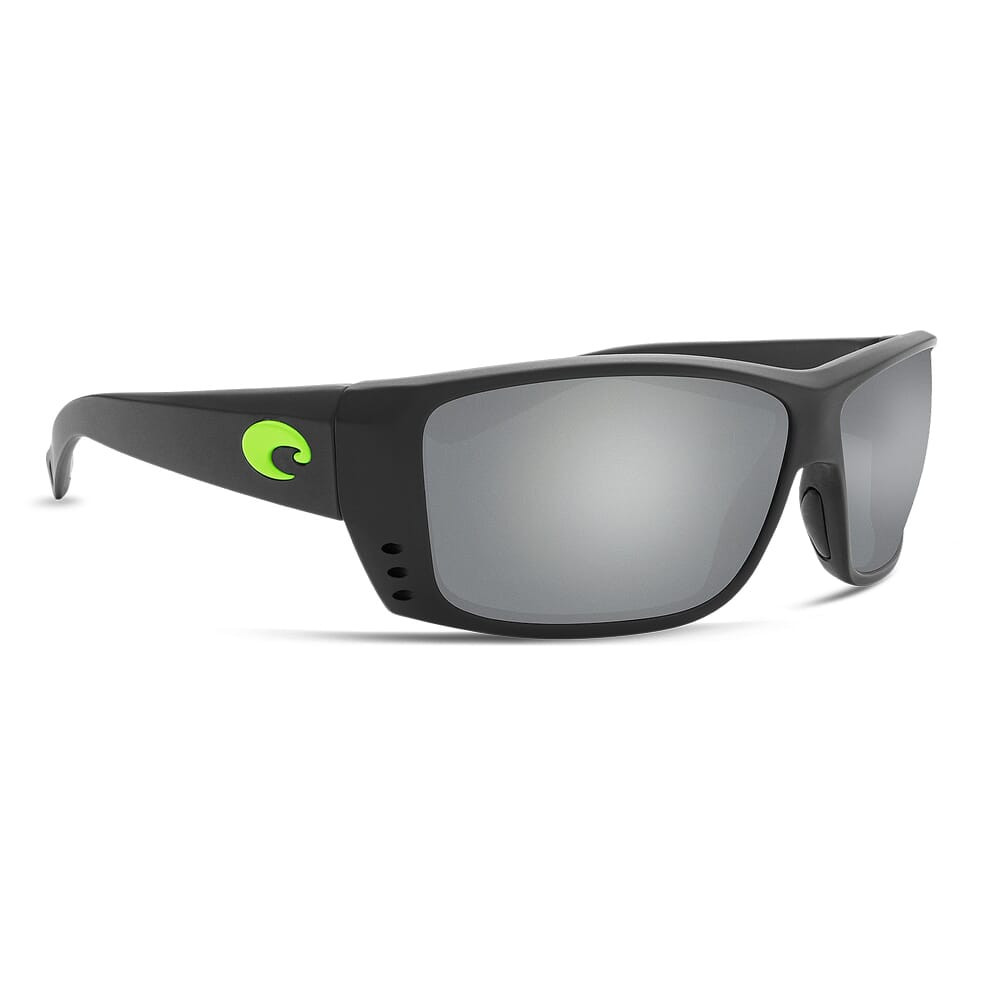 Costa Del Mar Costa Cat Cay Matte Black w/Green Logo Frame Sunglasses w/Gray Silver Mirror 580G Lenses 06S9024-90241961 - Costa Del Mar