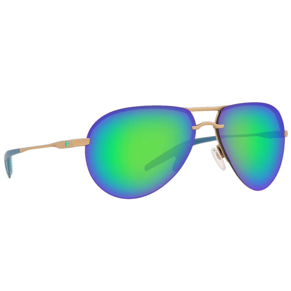 Costa Del Mar Costa Helo Matte Champagne + Deep Blue/Turquoise Sunglasses w/Green Mirror 580P Lenses 06S6006-60060961 - Costa Del Mar