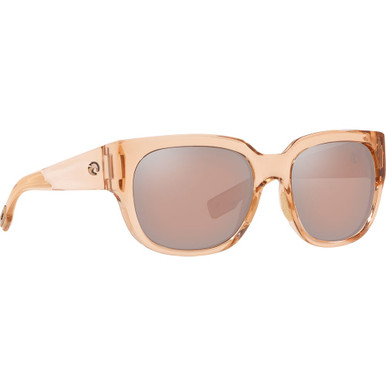 Costa Del Mar Costa Waterwoman Shiny Blonde Crystal Frame Sunglasses w/Copper Silver Mirror 580P Lenses 06S9019-90191155 - Costa Del Mar