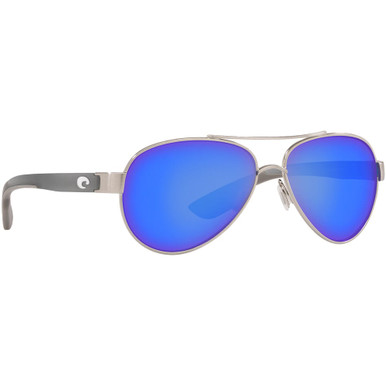 Costa Del Mar Costa Loreto Ocearch Brushed Silver w/Gray Crystal Temples Sunglasses w/Blue Mirror 580G Lenses 06S4006-40061856 - Costa Del Mar
