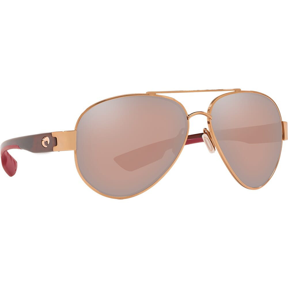 Costa Del Mar Costa South Point Shiny Brushed Gold + Rose Tort Temples Frame Sunglasses w/Copper Silver Mirror 580P Lenses 06S4010-40101059 - Costa Del Mar