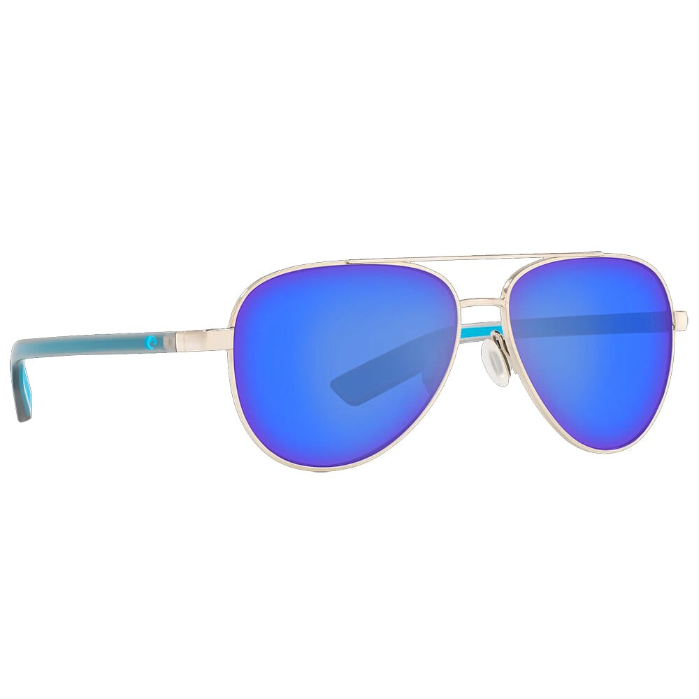 Costa Del Mar Costa Peli Shiny Silver Sunglasses w/Blue Mirror 580P Lenses 06S4002-40021857 - Costa Del Mar