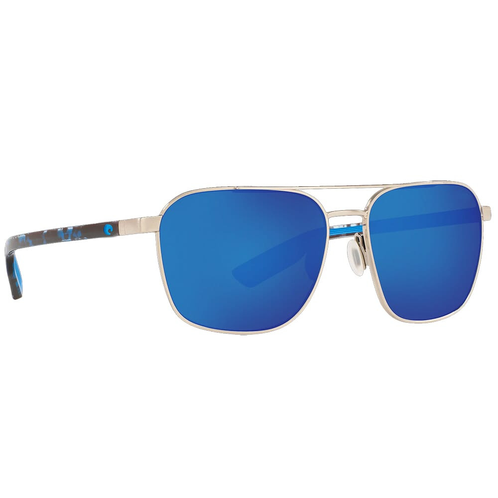 Costa Del Mar Costa Wader Brushed Silver Sunglasses w/Blue Mirror 580G Lenses 06S4003-40030358 - Costa Del Mar