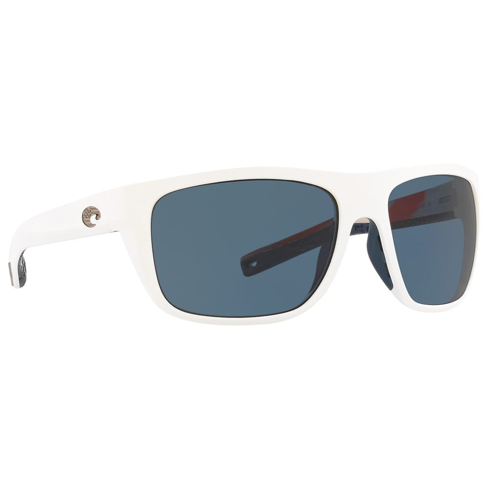Costa Del Mar Costa Broadbill Matte USA White Frame Sunglasses w/Gray 580P Lenses 06S9021-90214161 - Costa Del Mar