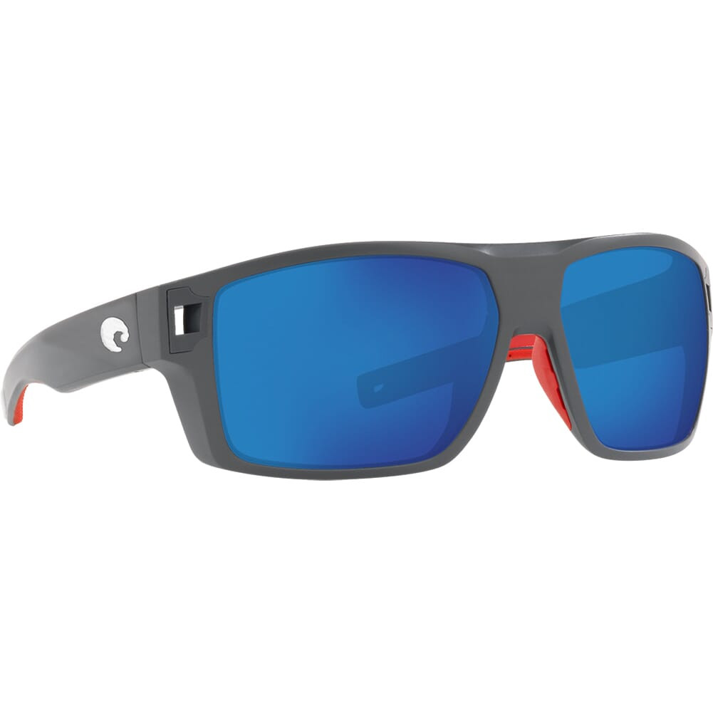 Costa Del Mar Costa Diego Matte USA Gray Frame Sunglasses w/Blue Mirror 580G Lenses 06S9034-90342762 - Costa Del Mar