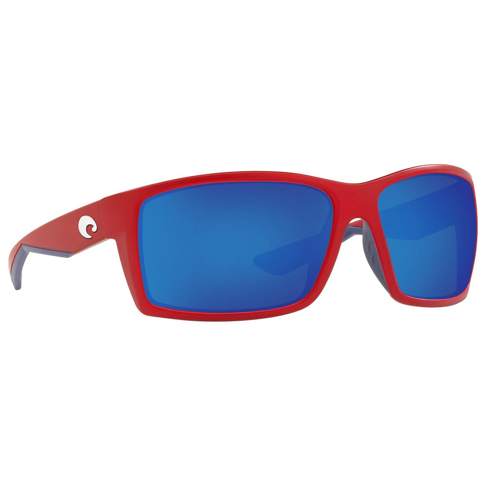 Costa Del Mar Costa Reefton Matte USA Red Frame Sunglasses w/Blue Mirror 580G Lenses 06S9007-90073564 - Costa Del Mar