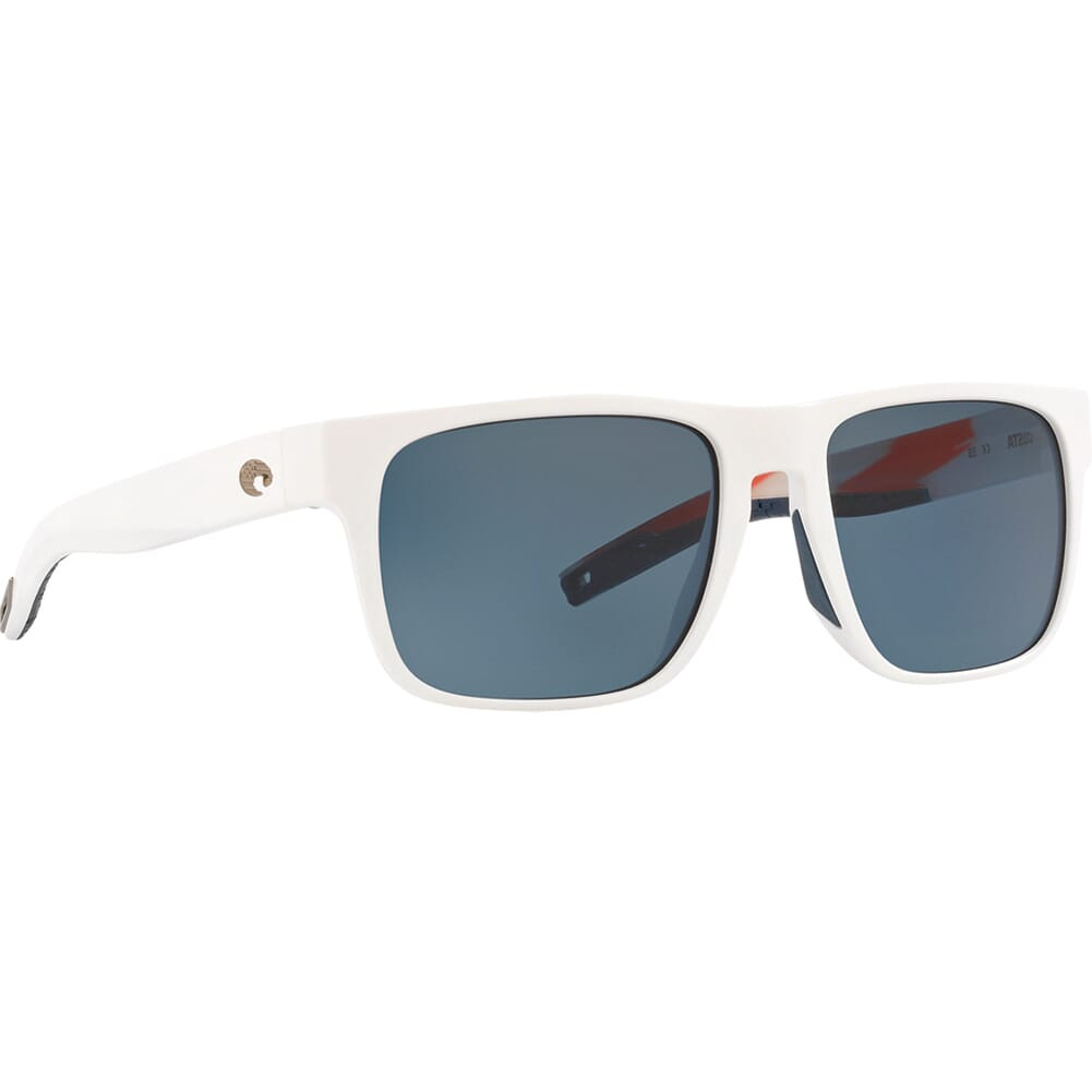 Costa Del Mar Costa Spearo Matte USA White Frame Sunglasses w/Gray 580P Lenses 06S9008-90082956 - Costa Del Mar