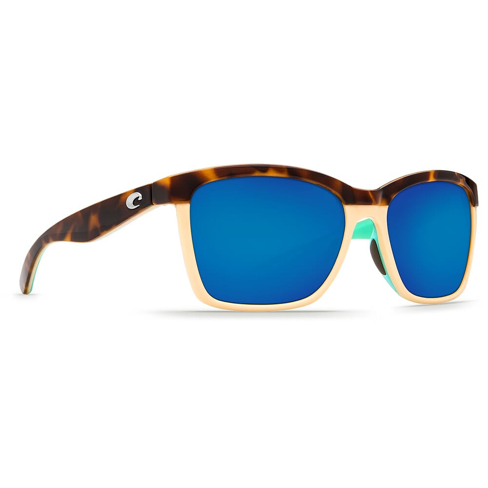 Costa Del Mar Costa Anaa Shiny Retro Tort/Cream/Mint Frame Sunglasses w/ Blue Mirror 580G Lenses ANA-105-OBMGLP - Costa Del Mar