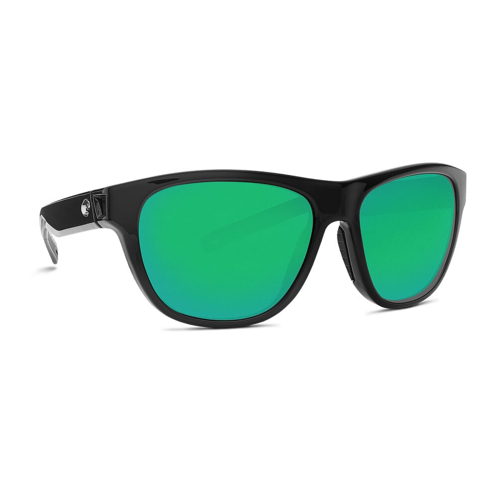 Costa Del Mar Costa Bayside Shiny Black Frame Sunglasses w/ Green Mirror 580G Lenses BAY-11-OGMGLP - Costa Del Mar