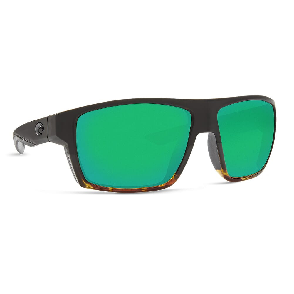 Costa Del Mar Costa Bloke Matte Black/Shiny Tortoise Frame Sunglasses w/ Green Mirror 580P Lenses BLK-181-OGMP