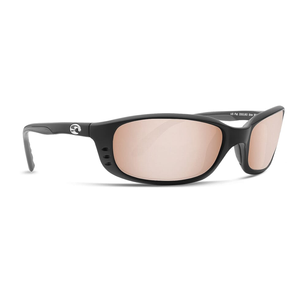 Costa Del Mar Costa Brine Matte Black Frame Sunglasses w/ Copper Silver Mirror 580G Lenses BR-11-OSCGLP - Costa Del Mar