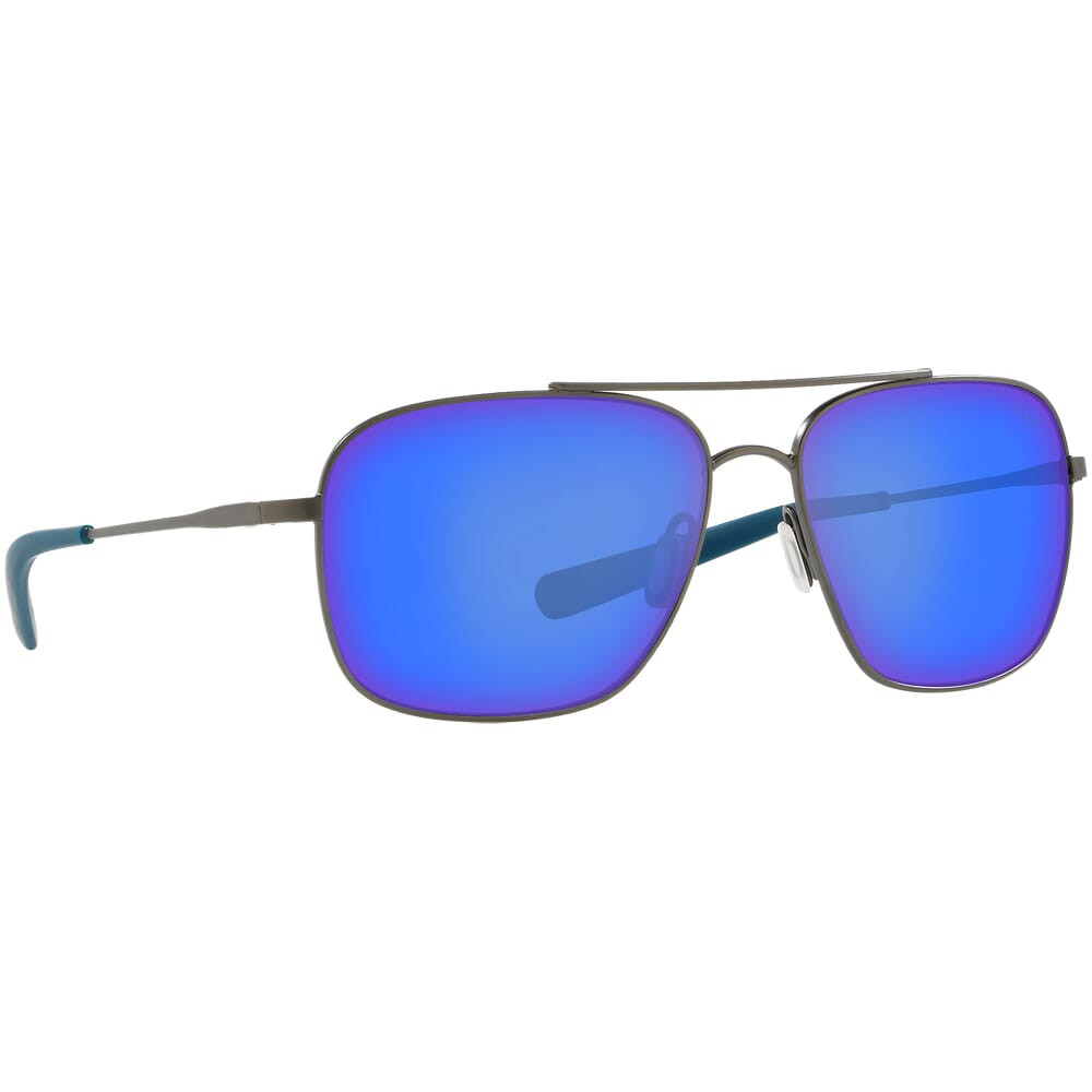Costa Del Mar Costa Canaveral Brushed Gray Frame Sunglasses w/ Blue Mirror 580P Lenses CAN-185-OBMP