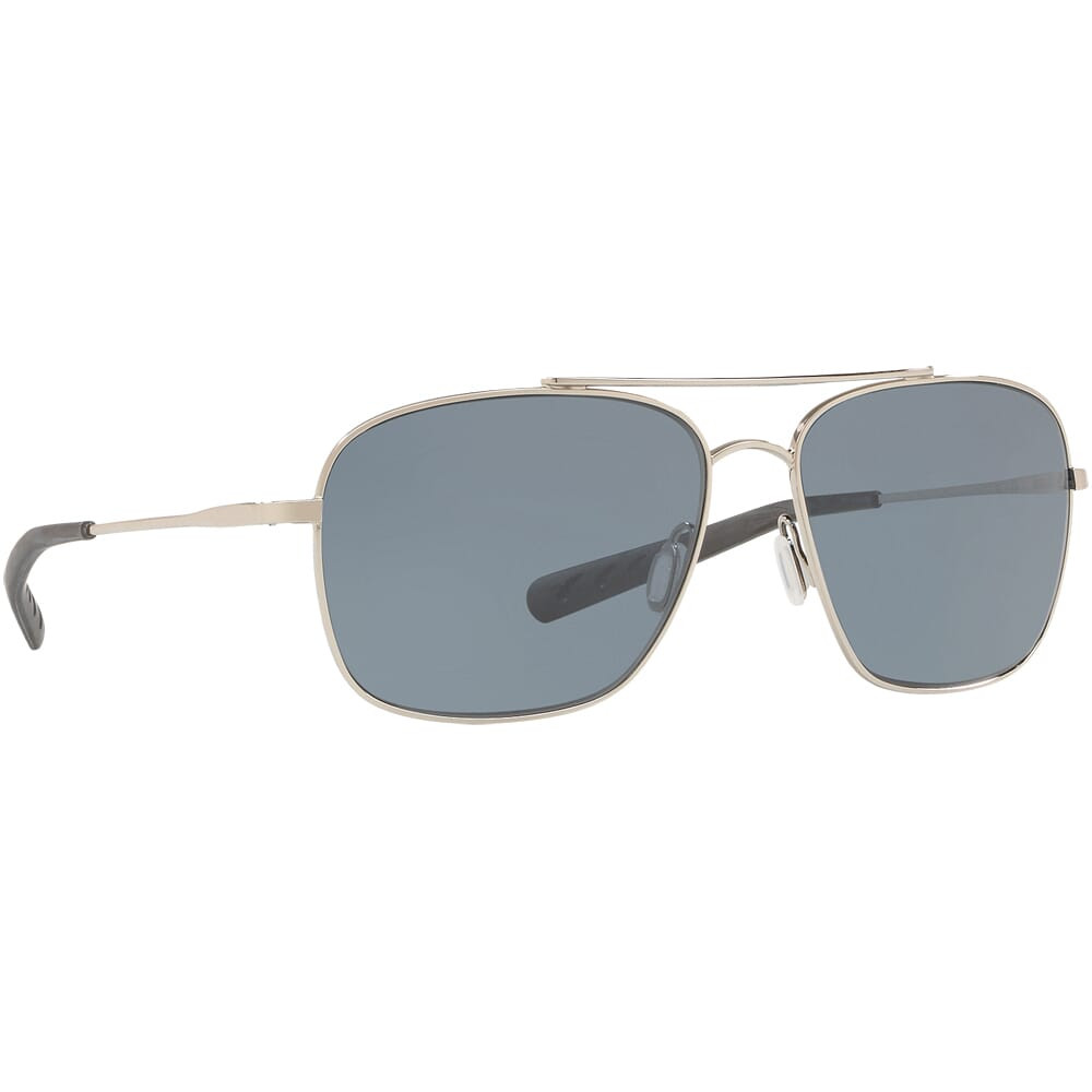 Costa Del Mar Costa Canaveral Shiny Palladium Frame Sunglasses w/ Gray Silver Mirror 580G Lenses CAN-21-OSGGLP - Costa Del Mar