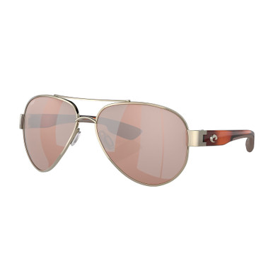 Costa Del Mar Costa South Point Rose Gold w/Light Tortoise Temples Frame Sunglasses w/Copper Silver Mirror 580P Lenses 06S4010-40101459 - Costa Del Mar