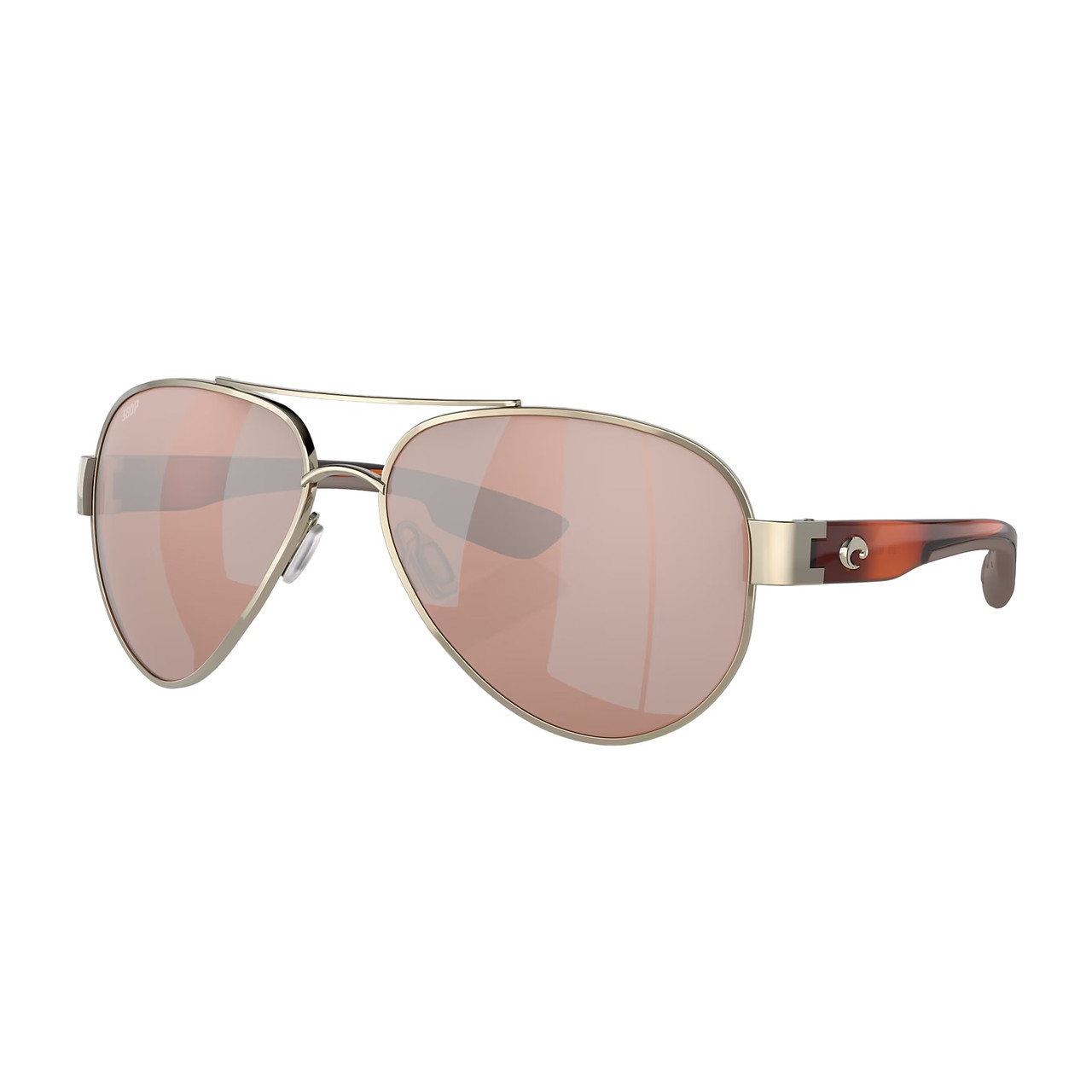 Costa Del Mar Costa South Point Rose Gold w/Light Tortoise Temples Frame Sunglasses w/Copper Silver Mirror 580P Lenses 06S4010-40101459 - Costa Del Mar