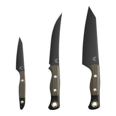 Benchmade 3 Piece Set True Paring Knife Meatcrafter Wildcoast Olive Drab Green Black G10 Cutlery Knife Set 4005BK-01 - benchmade