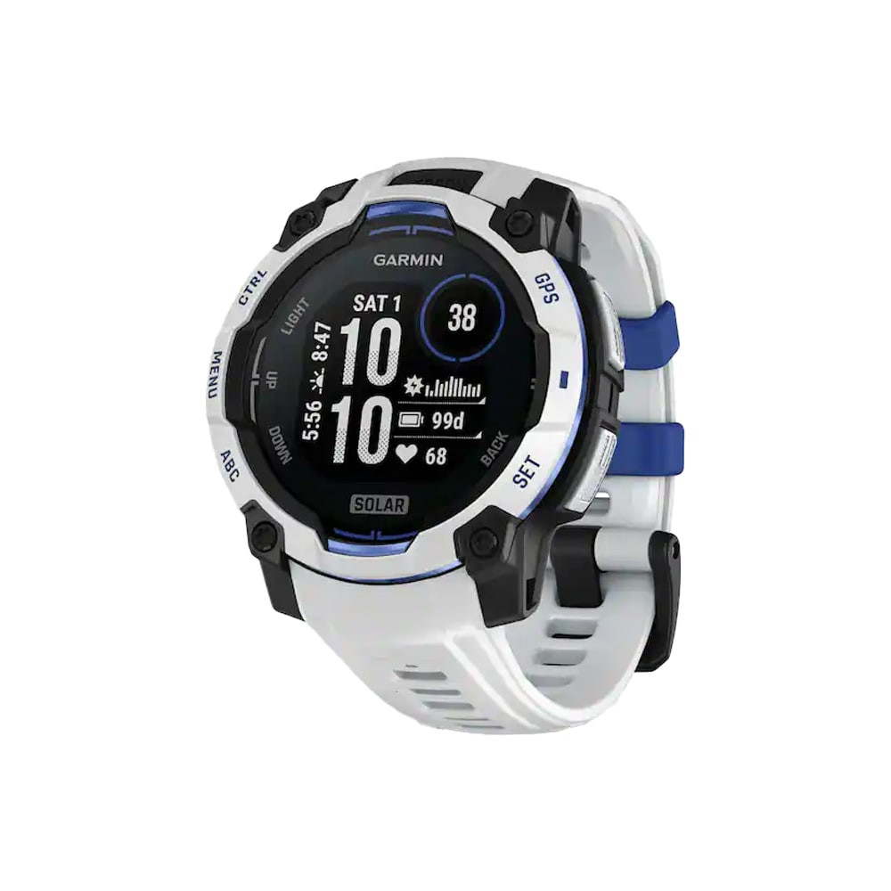 Garmin Limited Edition Instinct 3 - 45mm Solar Whitestone w/Whitestone/Bolt Blue Silicone Band Smartwatch 010-02934-03 - Garmin
